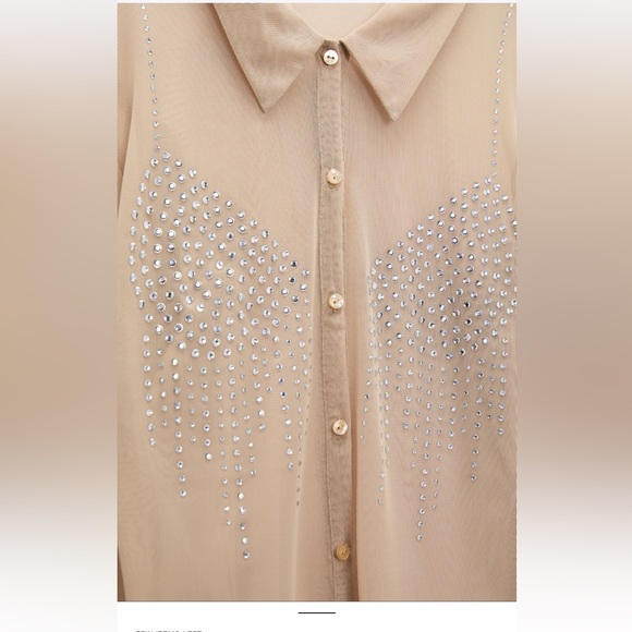 ZARA RHINESTONE TULLE SHIRT - Picture 10 of 12